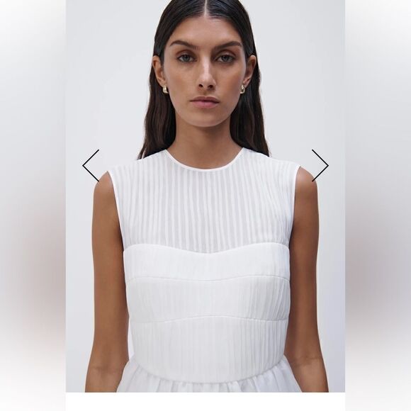 Simkhai Benton Tulle Plisse Midi Dress in White size 6 NWT - Picture 4 of 10
